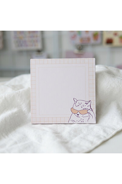 Plumie Cool Cat Memo Pad 50 Yaprak | Kawaii Yapışkansız Kare Not Kağıdı