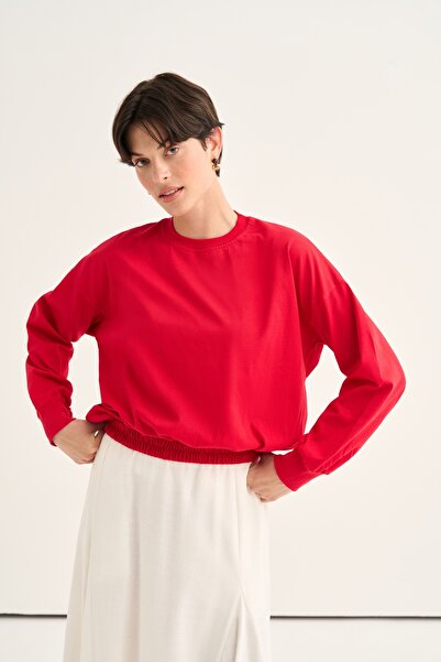 EBU Prive Women's Elastic Waist Sweat Red