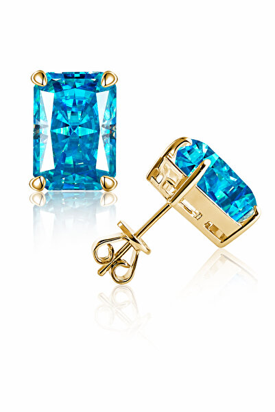 MEETMAY 18K Gold Plated S925 Silver Radiant Cut Earrings - 4ct 8x10mm Crushed...