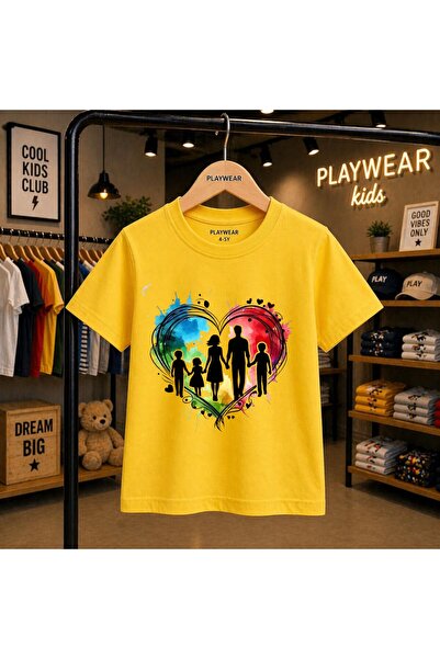 playwear Family Inside Heart Printed 100% Kids Unisex T-Shirt 5 6 -7 8-9 10 -...