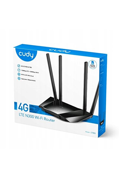 cudy Router SIM card LT400 WiFi 2.4GHz N300 4G LTE VPN VLAN + adaptor de alim...