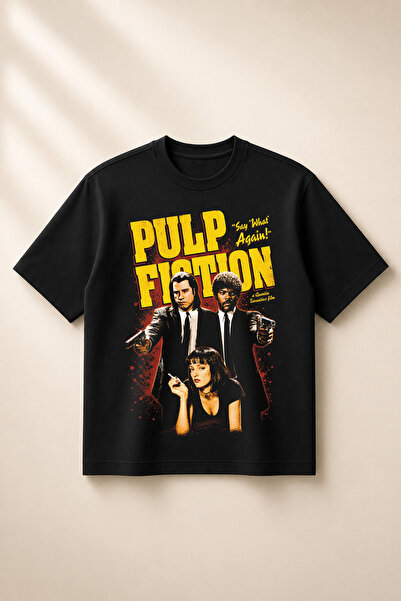 SVART WEAR Pulp Fiction Printed Oversize Boxy Cut Unisex 100% Cotton Tshirt (...