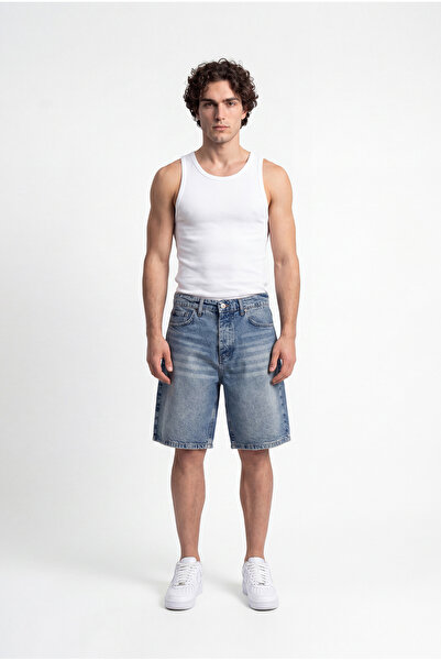 Machinist Men's Boyfriend Washed Jean Shorts Blue