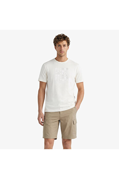 Nautica Erkek Krem Regular Fit Baskılı T-Shirt