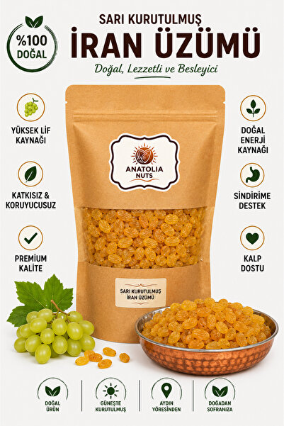 Anatolia Nuts Sarı Kurutulmuş İran Üzümü (Golden Raisin) 500 g