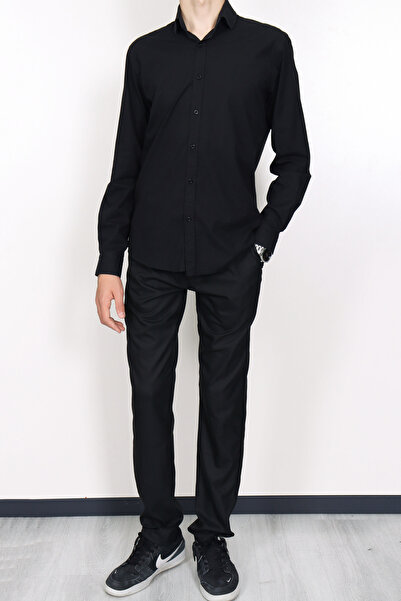 Daniel Voi Men's Classic Cut Fabric Trousers - Black