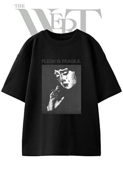 THEWERT Μπλουζάκι Unisex Μαύρο Oversize με στάμπα με σχέδιο Κλαίουσα Φιδιομορφή