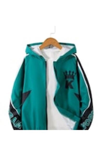 OEM Jacheta copii, sport, verde, din poliester, 6-7 ani, 117-122cm