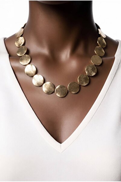Hegi Collection HALKA PULLU ALTIN KAPLAMA KOLYE- (bohem)