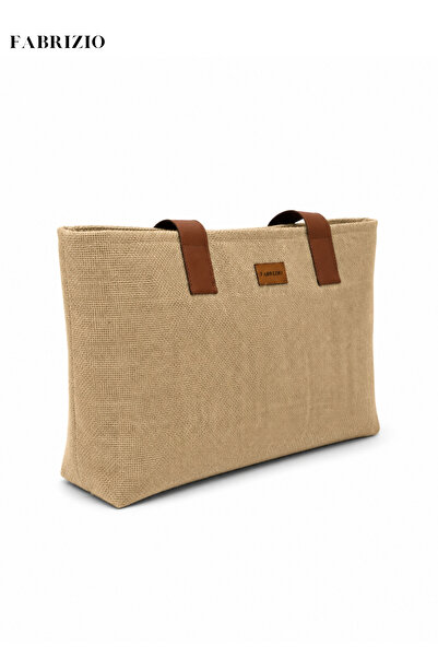 Fabrizio Satin Lined Jute Straw Shoulder and Beach Bag