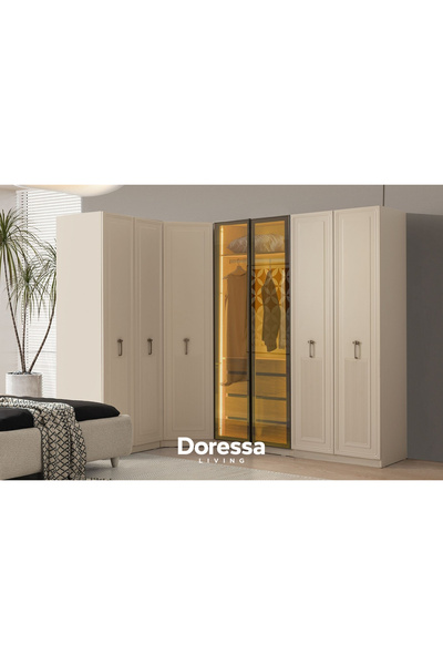 Doressa Living Teresa Reflekte Camlı Köşe Gardırop