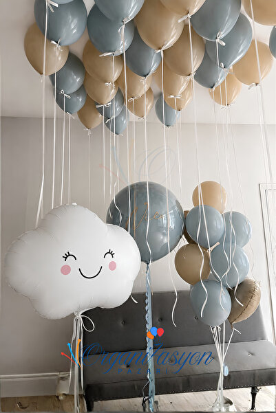 Organizasyon Pazarı Cloud Themed Balloon Set – Storm Blue Sea Sand Baby Room ...