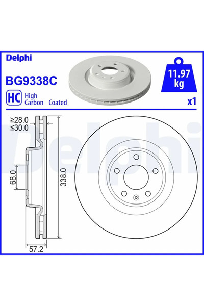 DELPHİ Set Discuri Frana Audi A4 Allroad B9/A4 B9/A5 2015-2021
