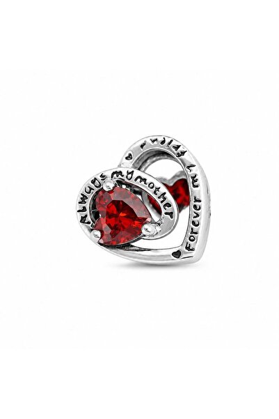 CM Jewelry قلادة على شكل قلب من حجر الزركون الأحمر
