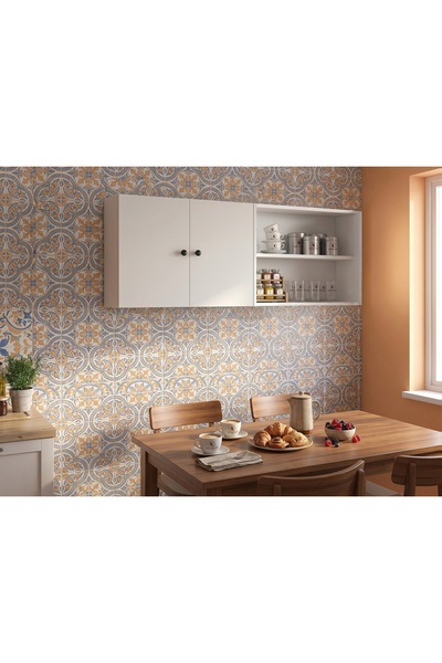 Kenzlife hazır mutfak dolabı bera mat beyaz 160*60*22 arkalıklı suntalam