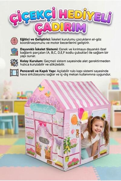 Tıfıl Toys 100x70 cm Pembe Çiçekçi Dükkanı Temalı Kolay Kurulumlu Eğlenceli Ç...