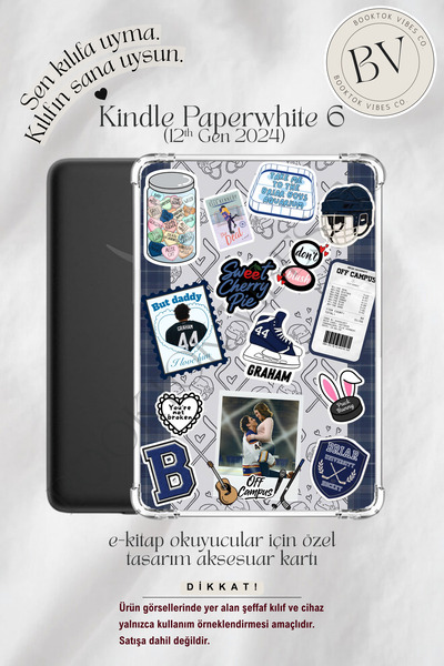 BookTok Vibes Co. Off Campus Sticker Temalı Insert - Kindle ve Kobo E-Kitap O...