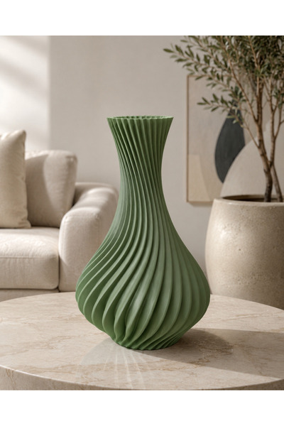 Genel Markalar modern spiral dekoratif 3D vazo 25 cm şık tasarım , çok renk s...
