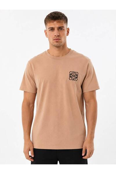 Generic Brand Men's Unisex Regular Fit Embroidered 100% Cotton Crew Neck T-Shirt