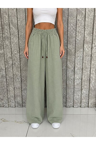 Trendline Trendy Women's Muslin Fabric Comfortable Fit Elastic Waist Palazzo ...