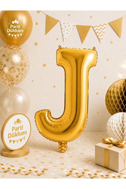 Parti Dükkanı 16 Inch 36 cm Gold J Letter Foil Balloon Birthday Name Letterin...