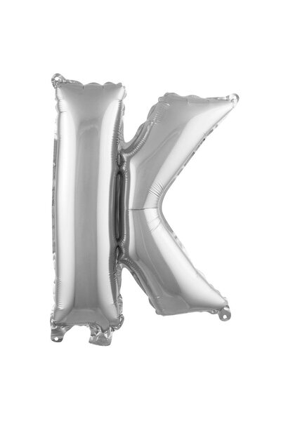 Parti Dükkanı 16 Inch 36 cm Silver Letter K Foil Balloon Birthday Name Writin...