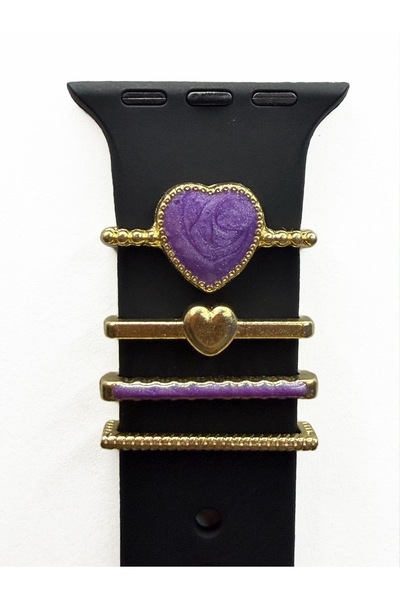 Grc Accessory Apple Watch Uyumlu Akıllı Saat Kordon Süsü Kalp Mineli Charm Ka...