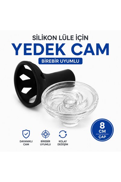 babylon shisha Silikon Lüle Yedek Camı 8 cm Çap Dayanıklı Şeffaf Cam Hazne
