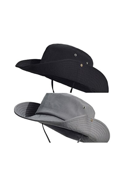 zadenza gold Pack of 2 Summer Foldable Safari Trilby Cotton Cowboy Hats (2 Pi...
