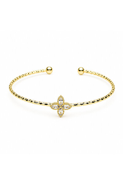 ElectraStore Brățară Fixă Alhambra Aurie Cu Cristale Zirconia Enchantress