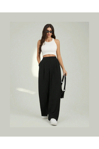 classy moda بنطلون نسائي عالي الخصر واسع الساقين من نوع Palazzo، مريح وأنيق ل...