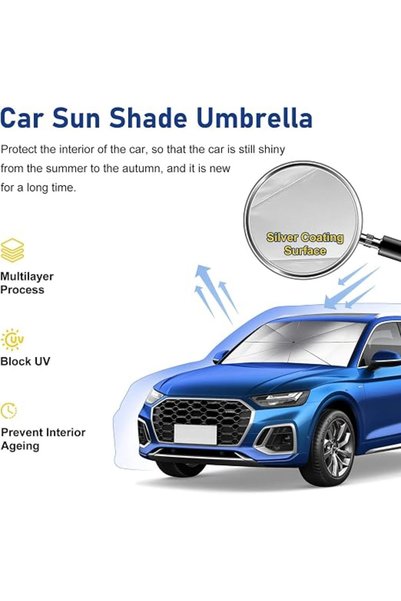 Generic Foldable Car Windshield Umbrellas, Sun Shade Umbrella for Front Windows, Suitable for Windshields of Various Car Models (Large)