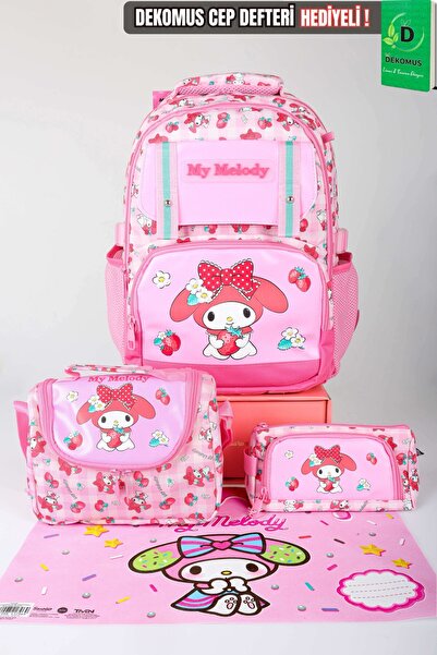 MY MELODY مجموعة سويت بيري المرخصة من x ديكوموس، حقيبة مدرسية كبيرة الحجم، حق...
