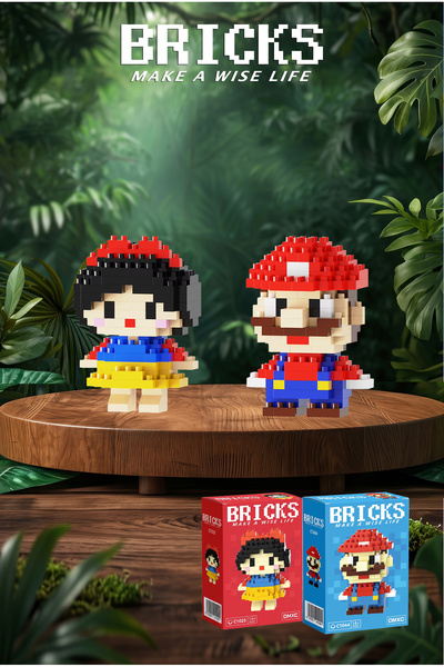 Bricks make a wise life Pamuk Prenses ve Mario 3D Yapboz - İkili Set - Mikro ...