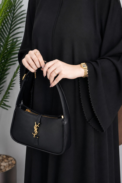 DEAL ABAYA Black Ghamis Abaya with Royal Crepe Fabric and Half Kloshe Cut wit...