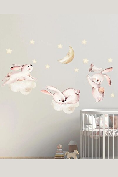 Sim Tasarım Colorful 27 - Cheerful Rabbits Wall Sticker Set