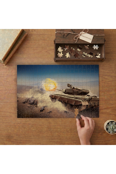puntodizayn Ateş Açan Tank Tasarımı 240 parça Ahşap Puzzle Ahşap Kutuda MP08141