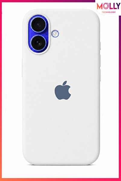 Molly iPhone 16 PLUS İçin Beyaz Lansman Soft İçi Kadife Mat Silikon Kılıf