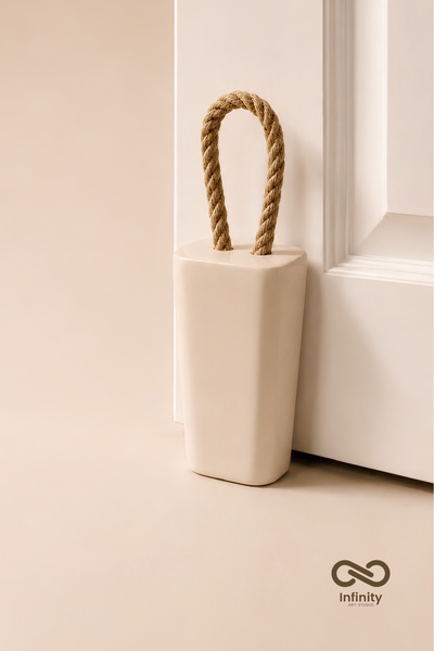 Infinity Art Studio Mineral Concrete Door Stopper with Rope Handle Decorative...