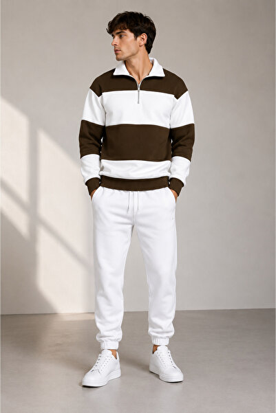 Boi New Season Men's Oversize Zippered Collar Detailed Bottom-Top Tracksuit S...