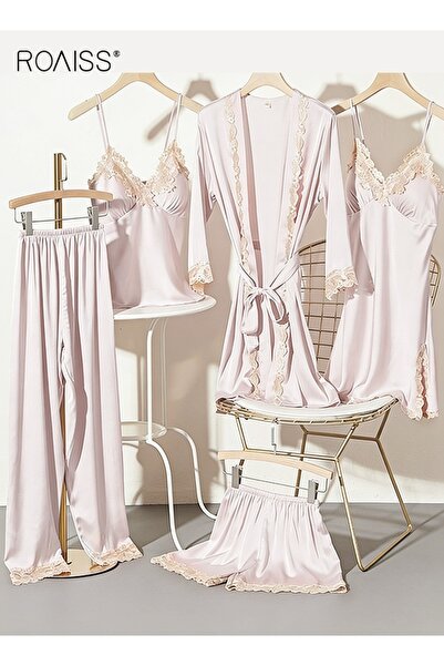 ROAISS 5-Pack Women's Pyjama Set Sling with Chest Pad Nightdress Sweet Sleepw...