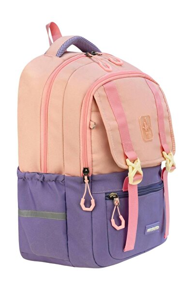 Bevitton 707 Pudra-Lila Suya Dayanıklı Kumaş Okul Çantsı Hafıf Unisex Günlük Sırt Çantası