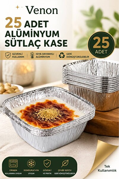 VENON 25 ADET || SÜTLAÇ KASE Alüminyum Aşure Tatlı Kabı 300 cc | Sütlaç, Muha...