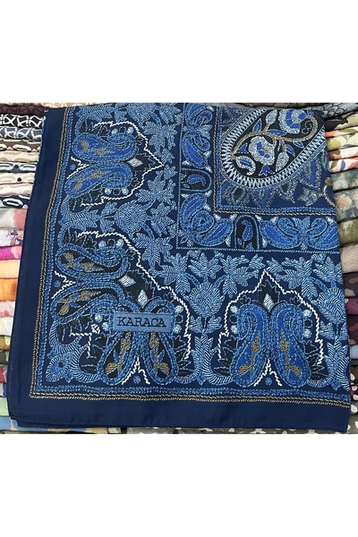 Karaca Eşarp 120*120 cm Large Size Silk Cotton Cotton Scarf