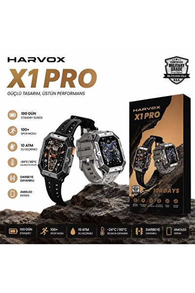 ROXİVA Harvox X1 Pro Tank Outdoor Dayanıklı Akıllı Saat/Su Geçirmez/Amoled Ek...