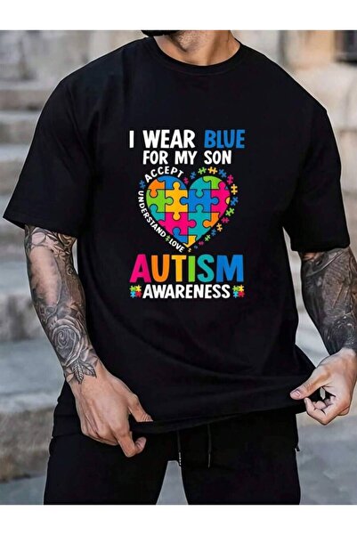 799 100% Cotton I Wear Blue For My Son Autism Awareness Autistic Mom Dad Men'...