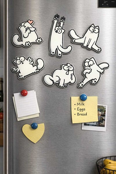 Bal Craft 43 6'lı Komik Kedi Figürlü Buzdolabı Magnet Seti – 3D Baskı Dekorat...