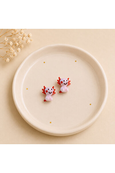 ADAMODART Handmade Murano Glass Pink Axolotl Beads (2 Pieces)