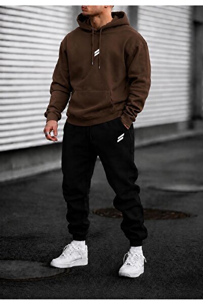 zeag Men's Double Stripe Hooded Tracksuit Set