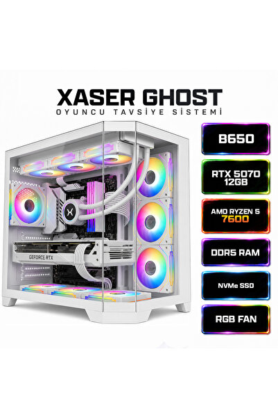 XASER Ghost X300 Ryzen 5 7600 32GB Ram 1TB M.2 NVMe SSD 12GB RTX5070 Sıvı Soğ...